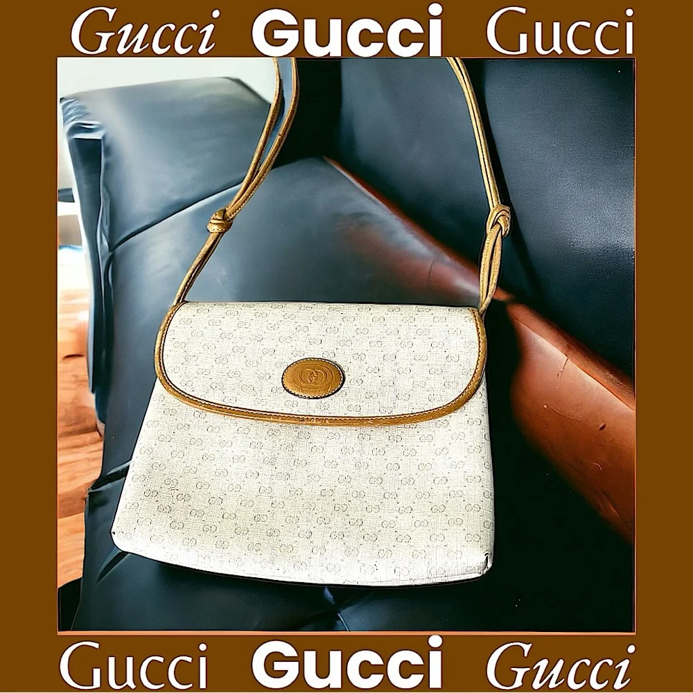Gucci Cream and Tan Shoulder Bag see pics for callouts, thanks! - Picture 5 of 15